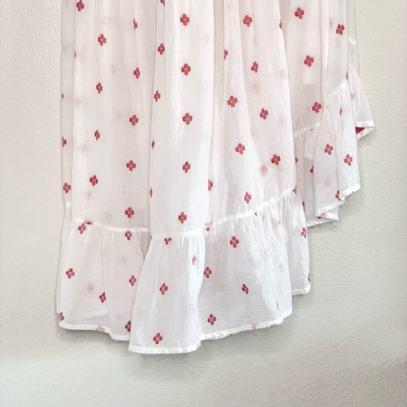 Anaak Delá Embroidered Asymmetrical Ruffle Midi Skirt Rouge Blanc Jamdani 0 XS - Picture 8 of 16